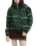 Striped knit cardigan with a relaxed feel (women's)