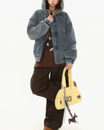 Washed distressed warm coat