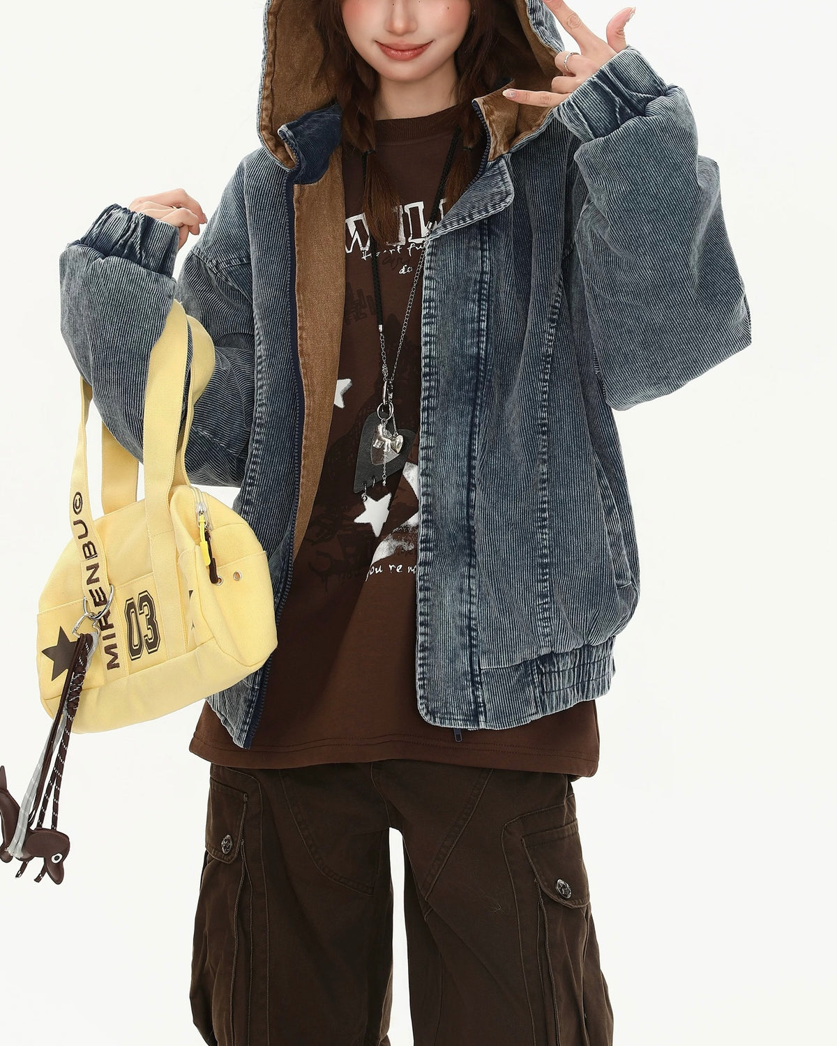 Washed distressed warm coat