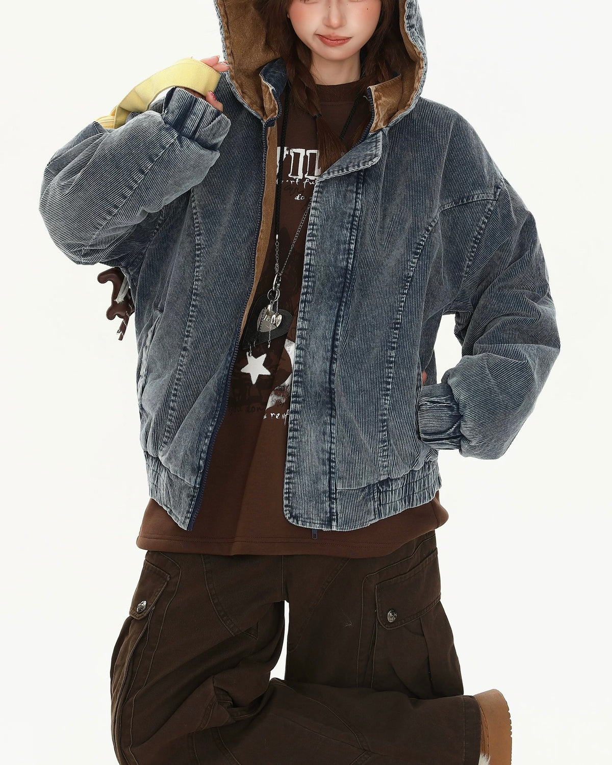 Washed distressed warm coat