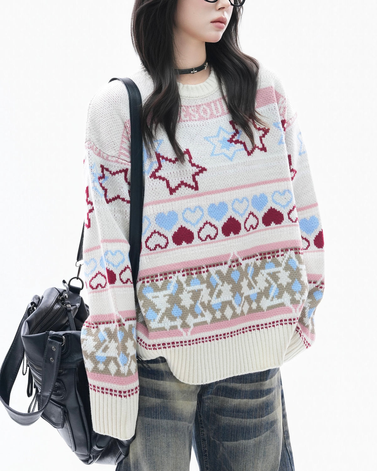 Lazy style crew neck sweater