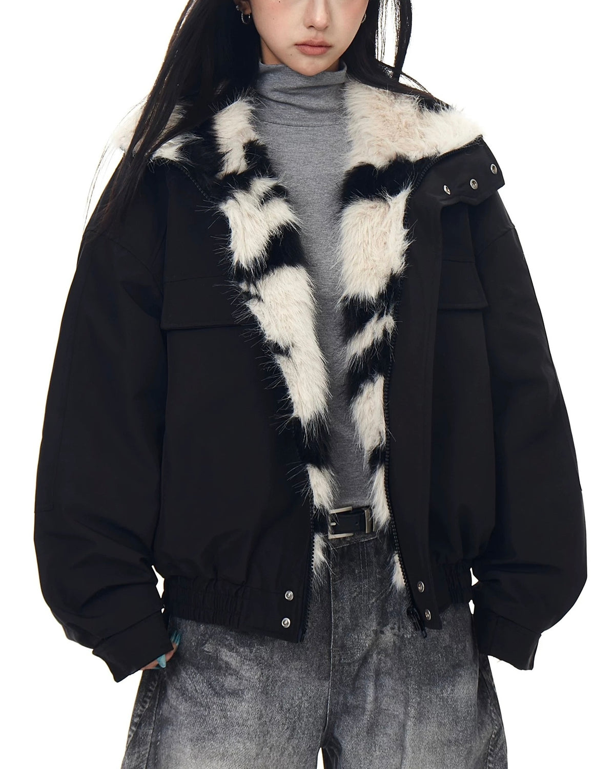 Zebra-print cotton coat