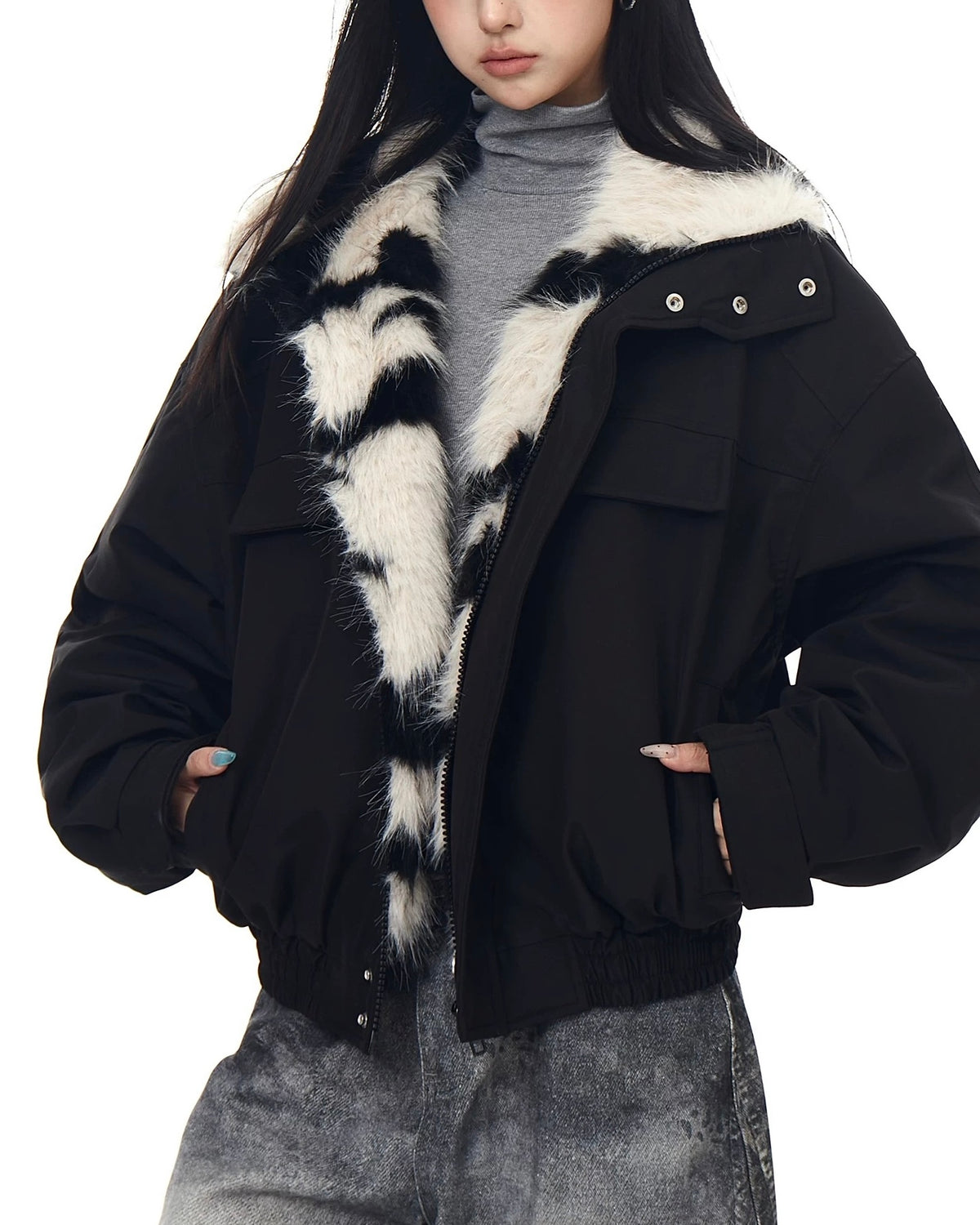 Zebra-print cotton coat