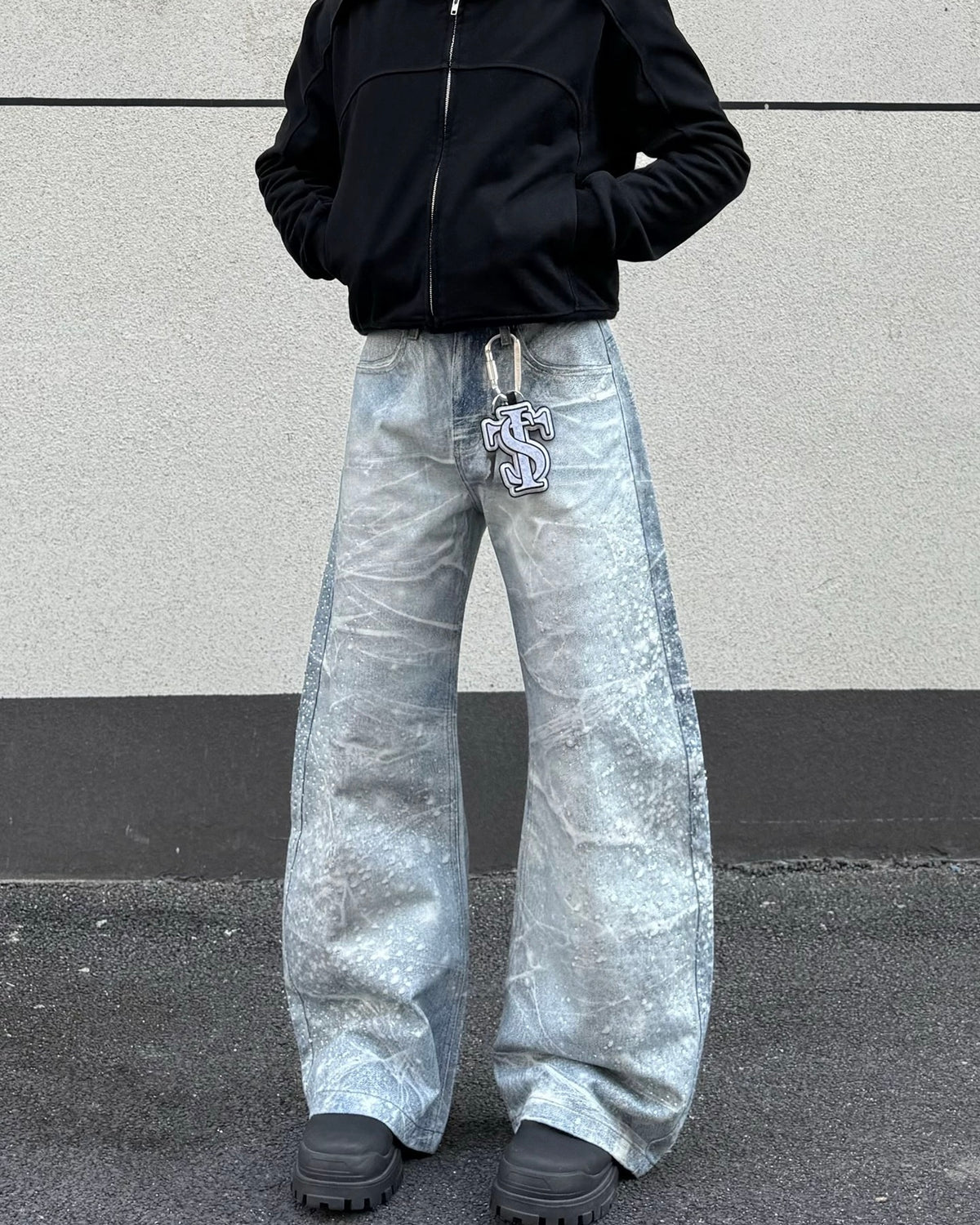 Designer-style denim trousers
