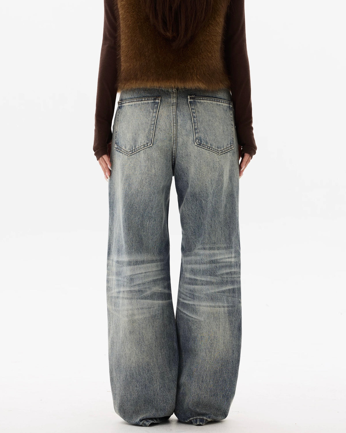 레트로 캐주얼 스트레이트 레그 진