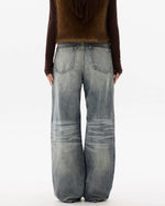 레트로 캐주얼 스트레이트 레그 진