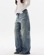 레트로 캐주얼 스트레이트 레그 진