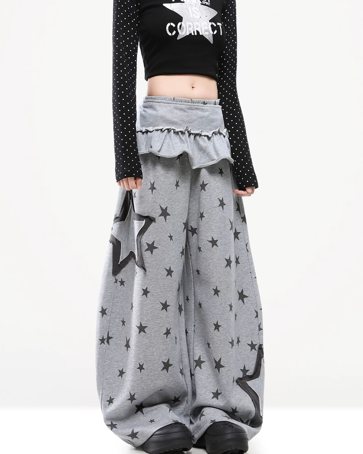 拼接撞色休閑褲