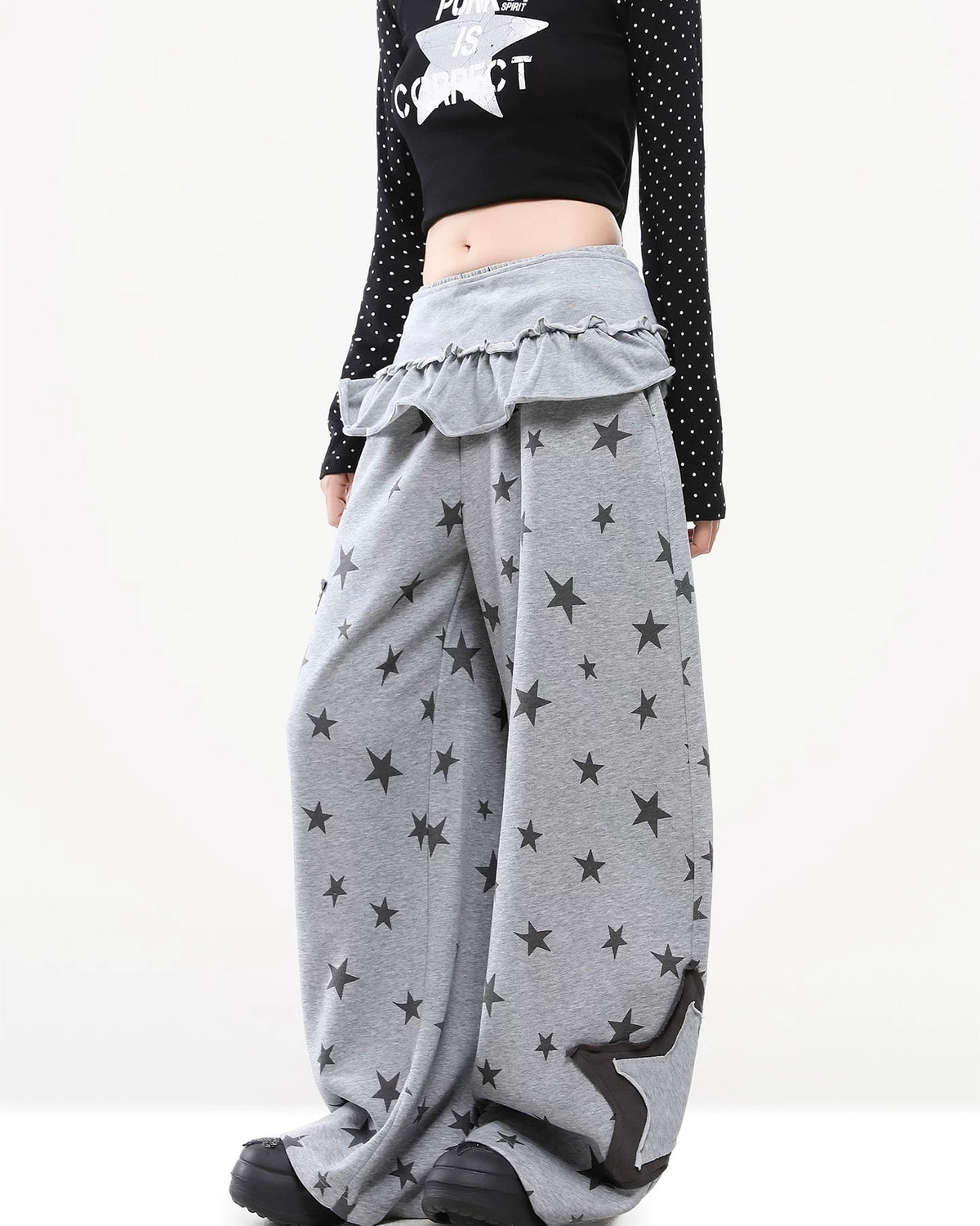 拼接撞色休閑褲