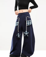 拼接撞色直筒運動褲