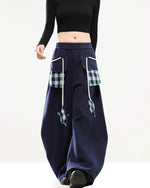 拼接撞色直筒運動褲