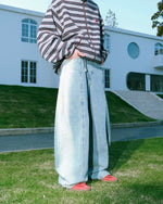 拼接撞色寬鬆牛仔褲