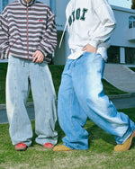 拼接撞色寬鬆牛仔褲