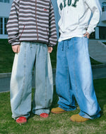 拼接撞色寬鬆牛仔褲