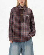plaid loose long-sleeved shirt
