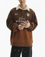 Retro collared faux two-piece sweatshirt