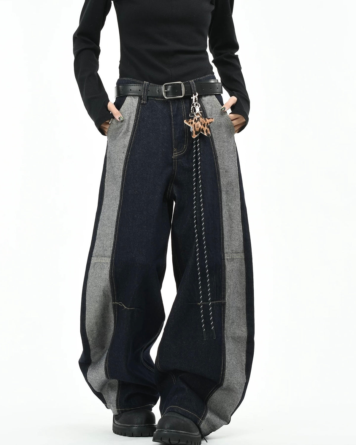 Retro patchwork jeans