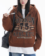 Retro Print Hooded Jacket