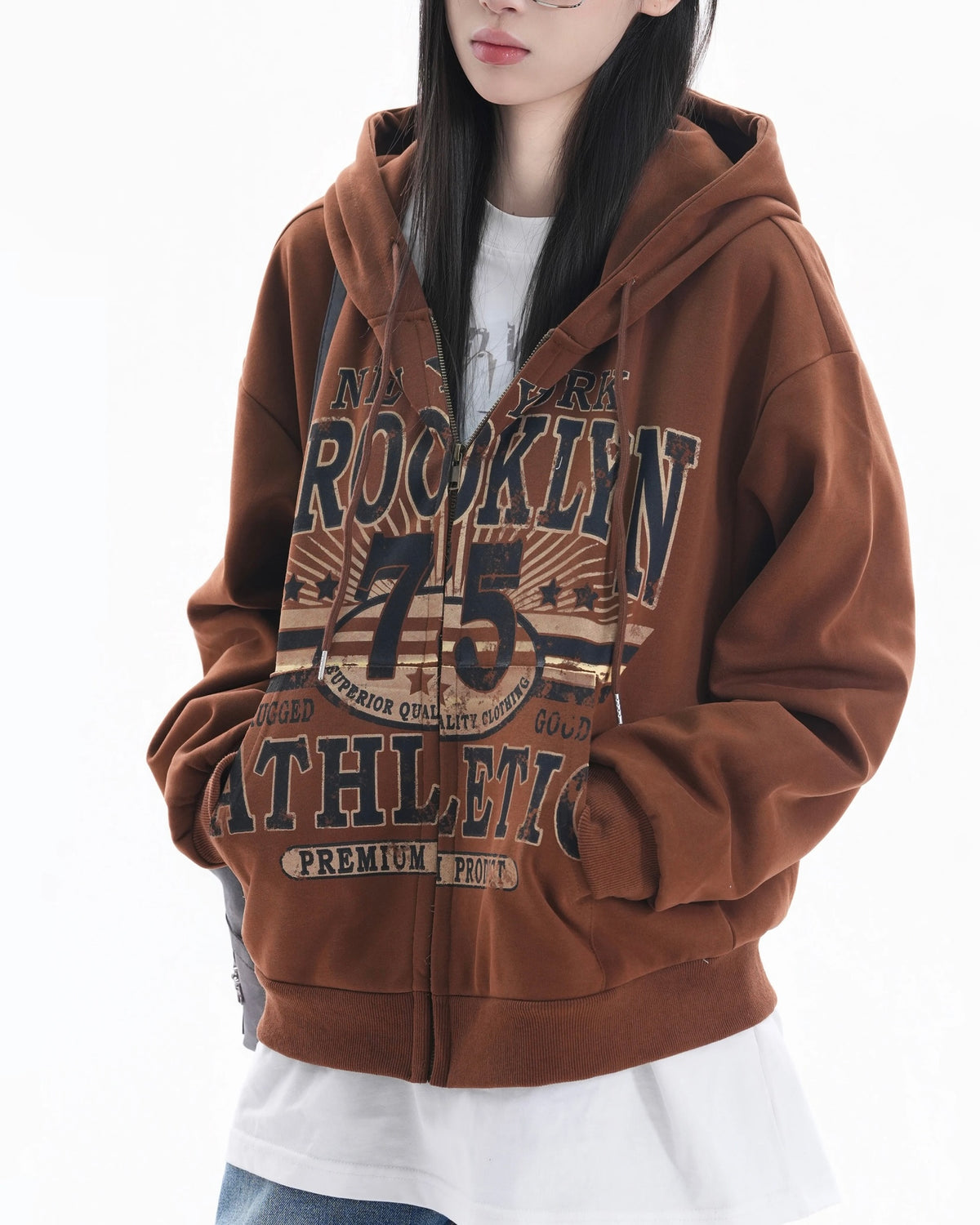 Retro Print Hooded Jacket