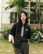 빈티지 스트라이프 반소매 셔츠
