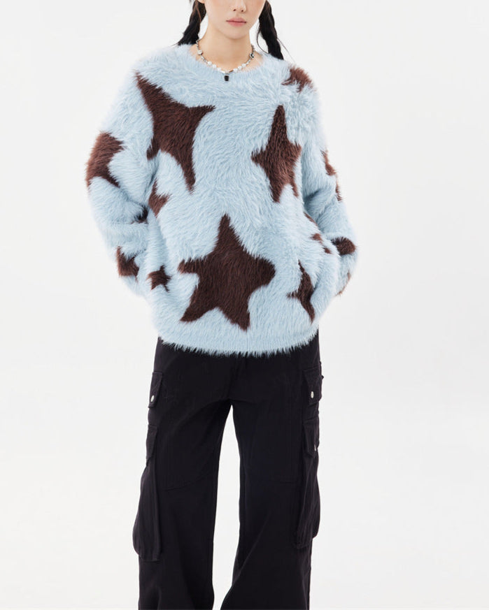 Plush knitted star sweater