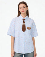 卡通刺綉短袖襯衫