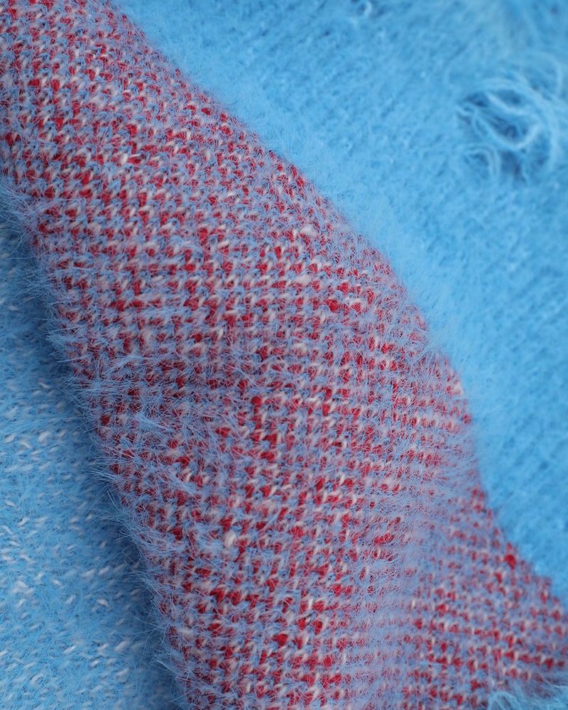 Retro red little house knitwear