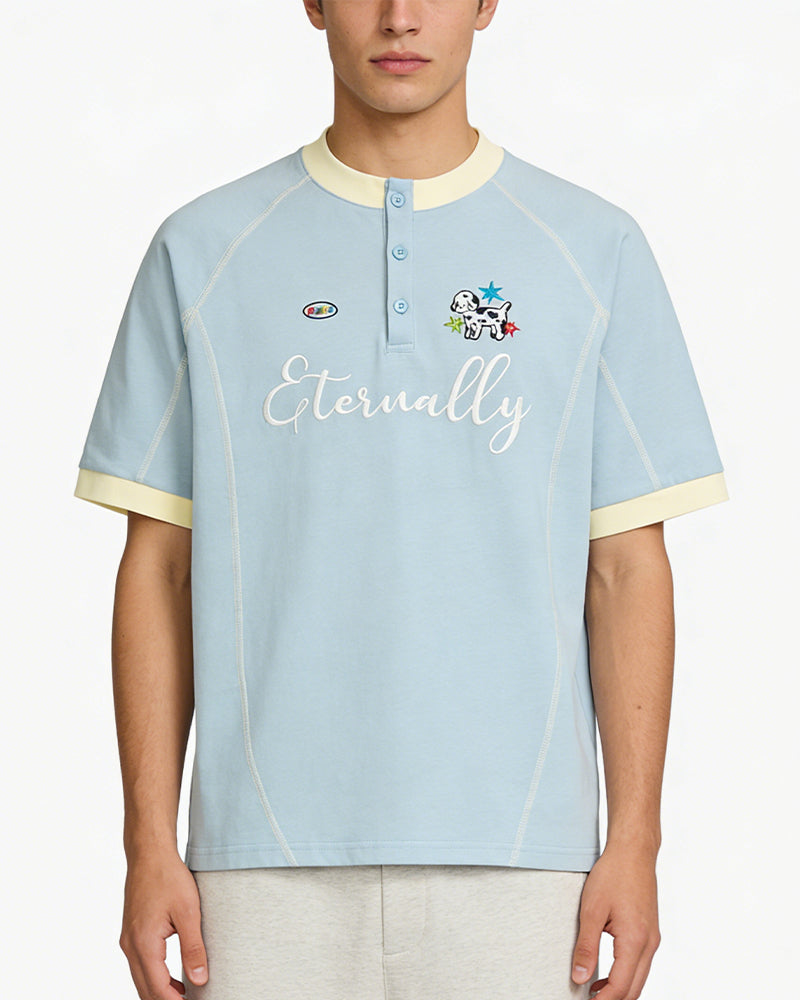 復古撞色小狗短袖