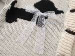 Retro cute bow cardigan sweater