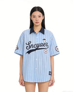 레트로 세로줄무늬 반팔셔츠