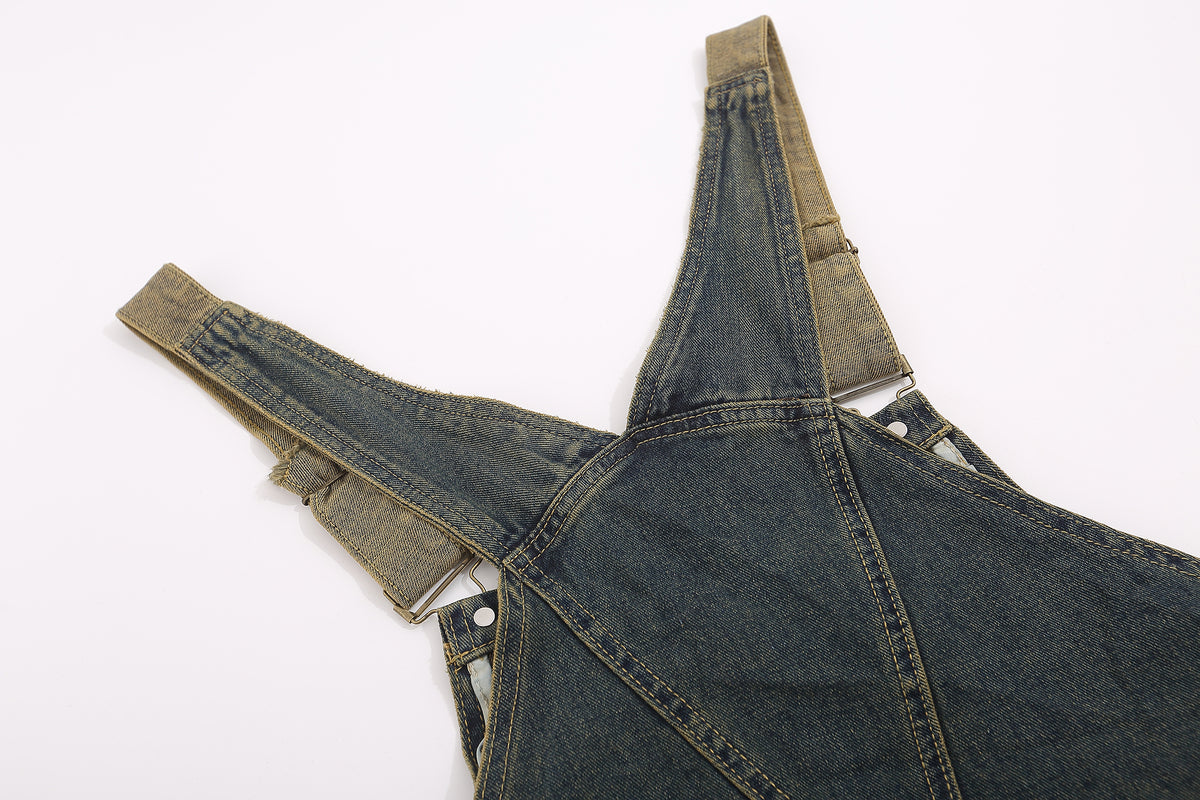 American retro denim overalls