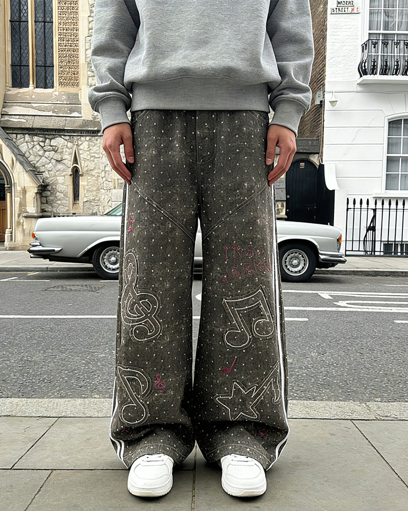 休閑波點牛仔褲