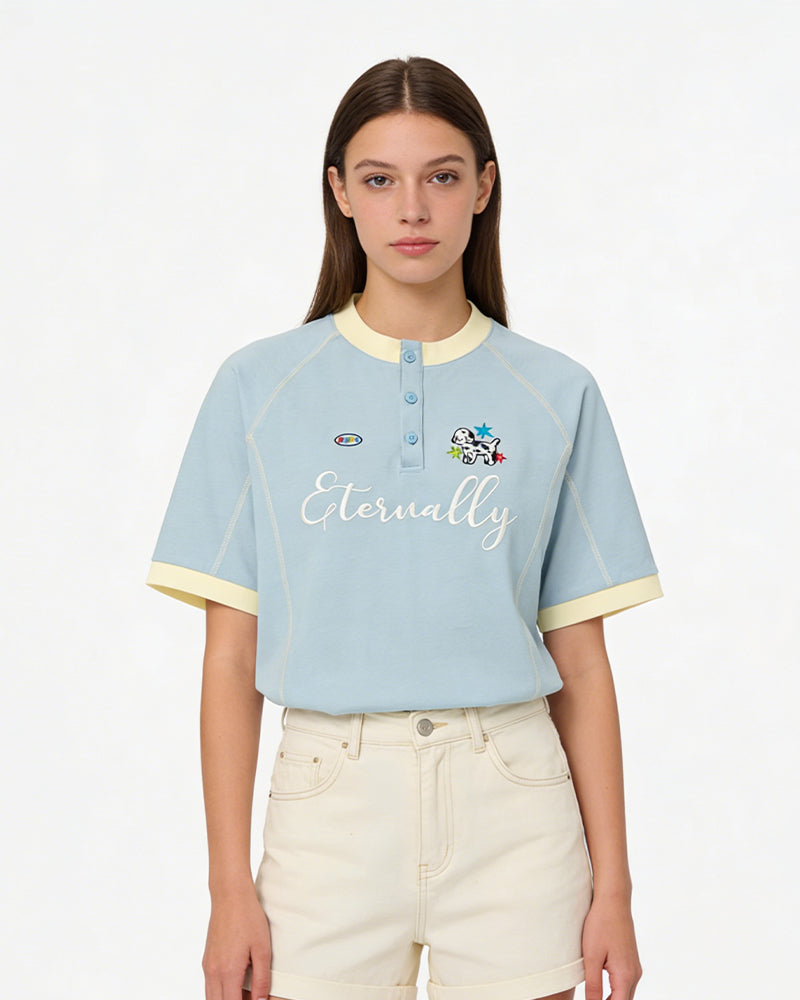 復古撞色小狗短袖