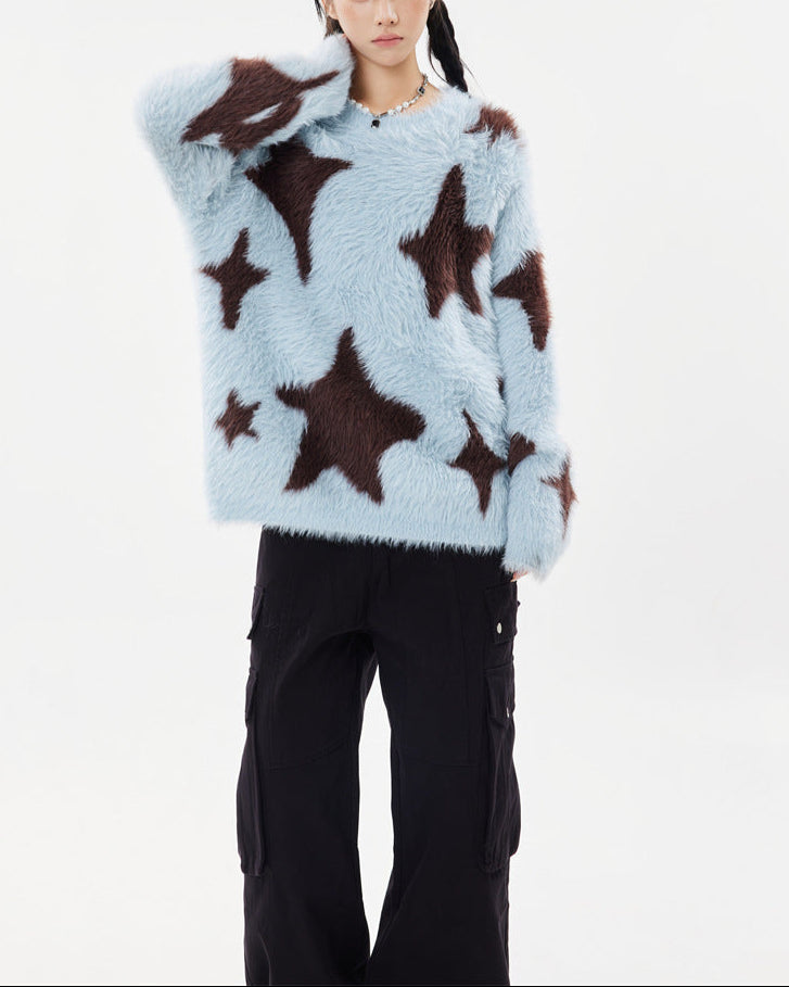 Plush knitted star sweater