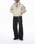 Casual stand-up collar plaid color-blocked baseball jacket