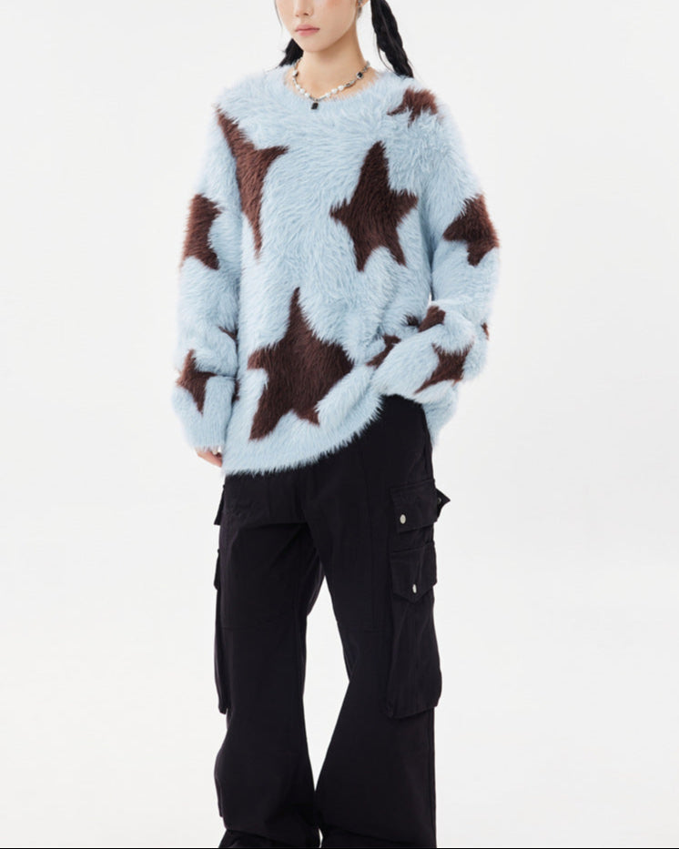 Plush knitted star sweater