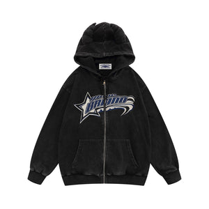American vintage distressed washed zipper jacket