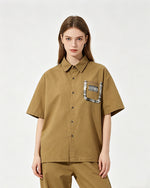 Retro patchwork casual shirt