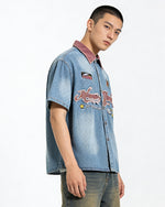 水洗波點短袖襯衫