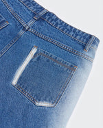 做舊破洞牛仔直筒長褲