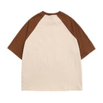 아메리칸 레트로 컬러 블록 래글런 반팔
