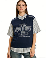 假兩件拼接短袖