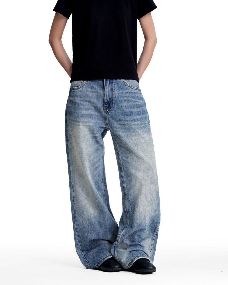 Retro washed denim jeans