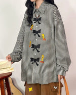 復古蝴蝶結長袖襯衫