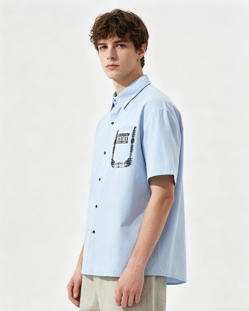 Retro patchwork casual shirt