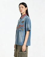 水洗波點短袖襯衫