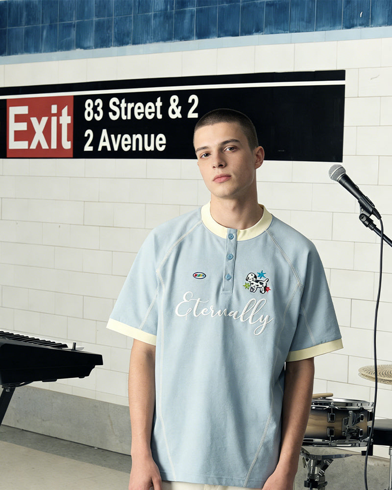 復古撞色小狗短袖