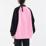 Retro stitching stand collar couple sweatshirt