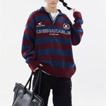 Retro yellow versatile striped sweater