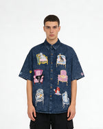 狗狗刺綉牛仔襯衫